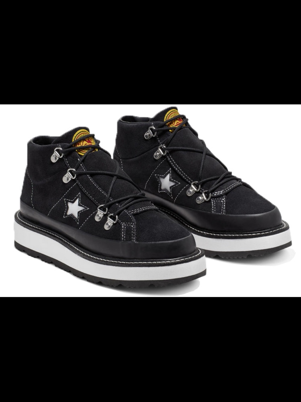 Converse Black and White Star Lace-Up Platform Sneakers
